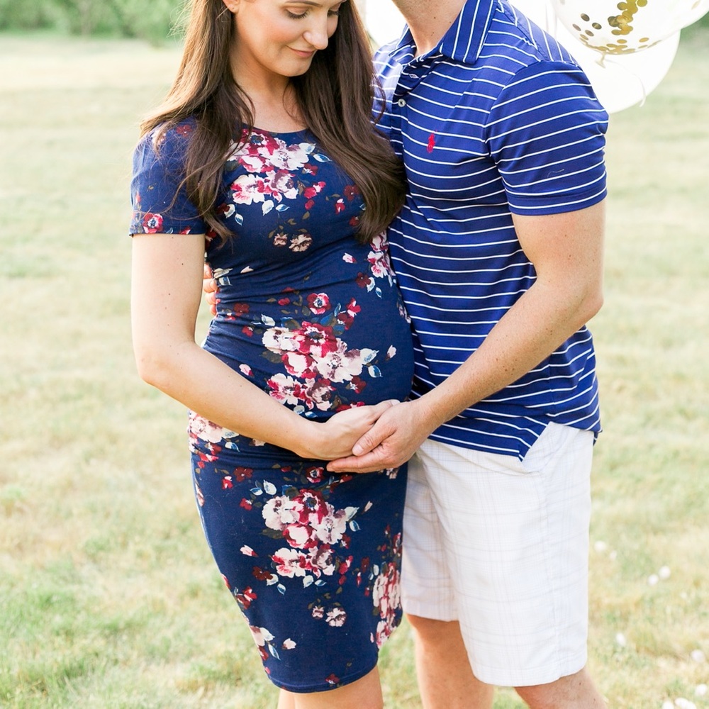 Maternity Fitted Short Sleeve Knit Dress